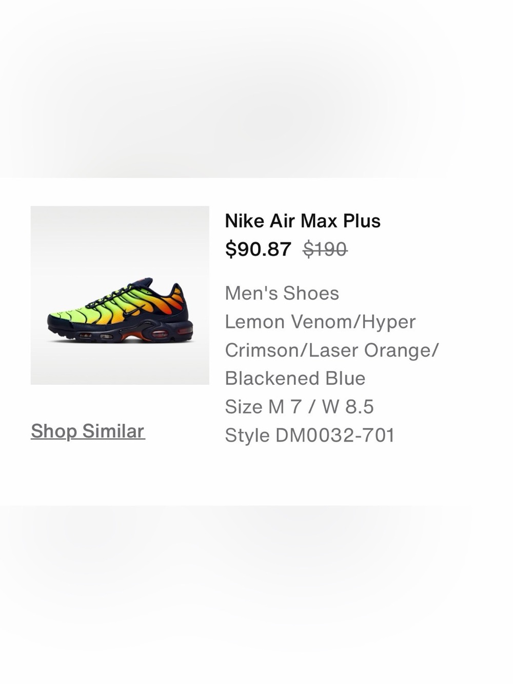 Nike Air Max Plus Rainbow Fade Men's Sneakers - Yellow, Orange, Red, Navy